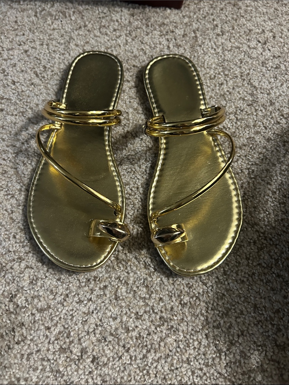Unlisted Gold Metallic Strappy Slide Sandals
